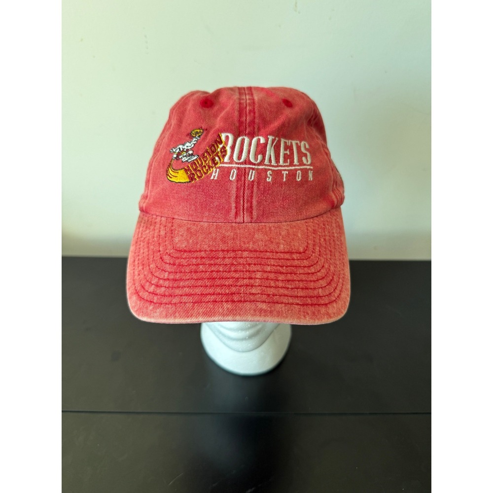 Houston Rockets Hat Red Mitchell & Ness Washed Adjustable Strapback Dad Cap NBA